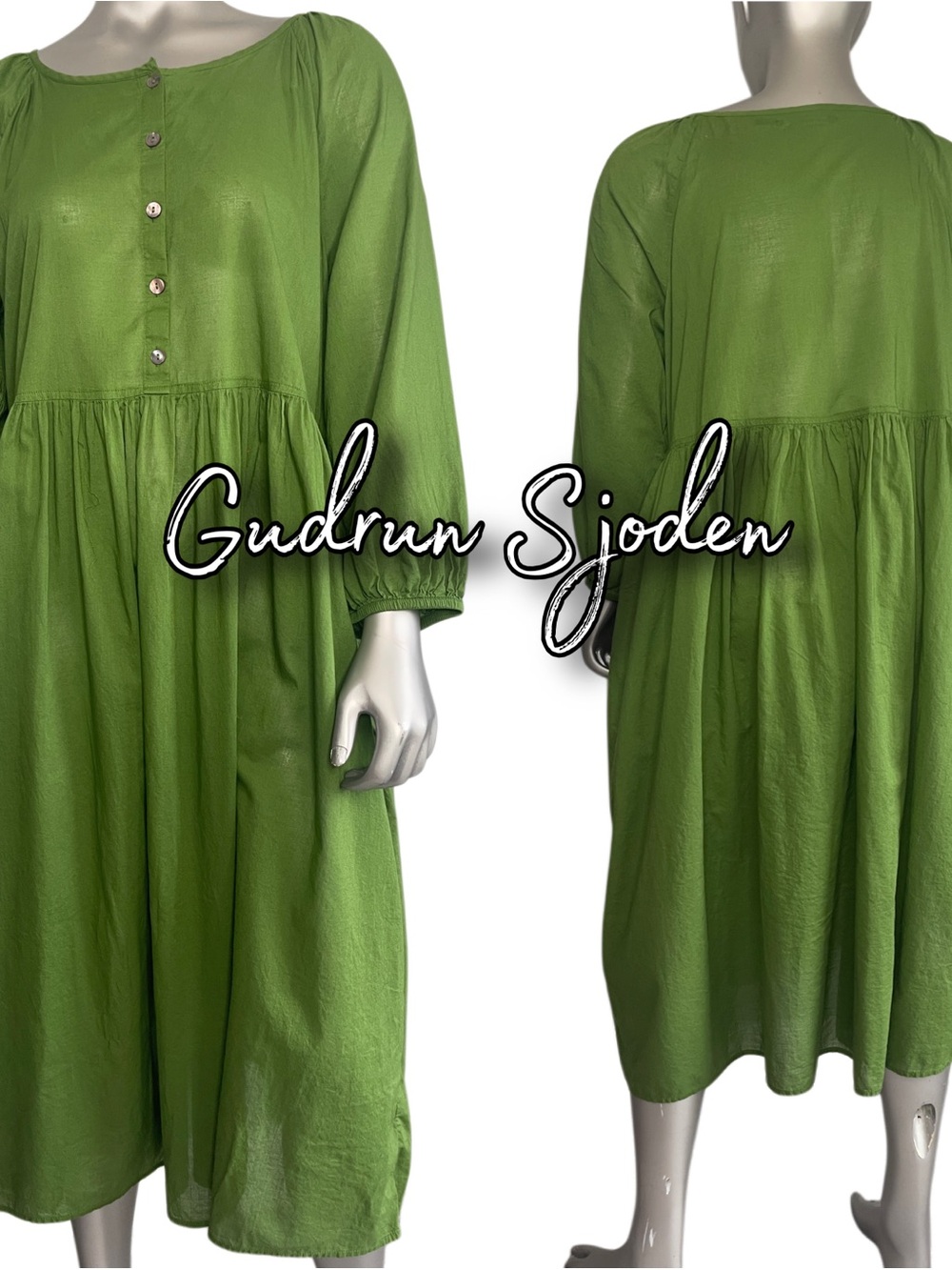 Gudrun Sjoden “LEAH” Grass GreeOrganic Cotton with Pockets, NEW
